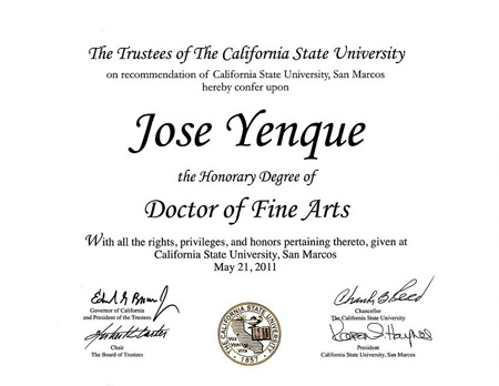 California State University Honorary Degrees Conferred in 2011 - Jose Yenque